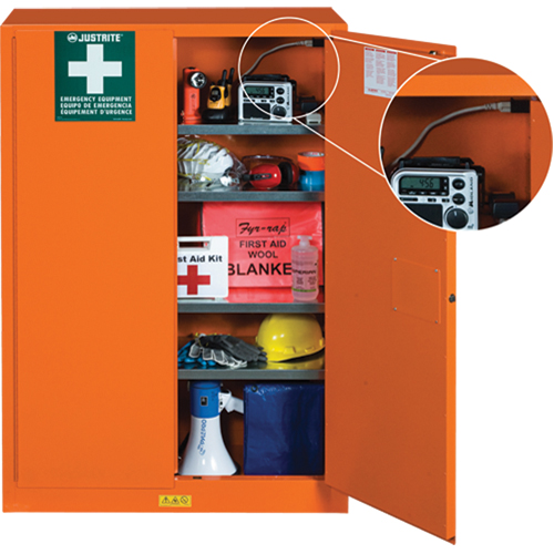 Emergency Preparedness Storage Cabinets, Steel, 4 Shelves, 65" H x 43" W x 18" D, Orange Distribution Industrielle GC