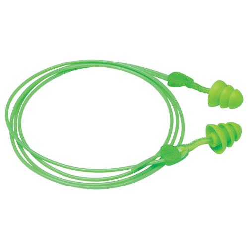 Bouchons d'oreilles r&eacute;utilisables Glide Trio, Avec cordon, Vrac - &agrave; nu, 27 dB NRR, Taille unique Distribution Industrielle GC
