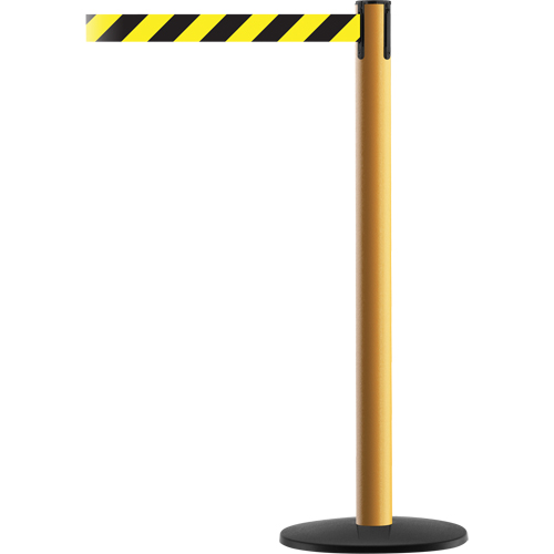 Montant pour syst&egrave;me Advance TensaBarrier, Acier, 36" h, Ruban Noir/Jaune, Longueur du ruban 7,5' Distribution Industrielle GC