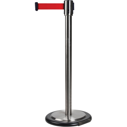 Free-Standing Crowd Control Barrier, Steel, 35" H, Red Tape, 12' Tape Length Distribution Industrielle GC