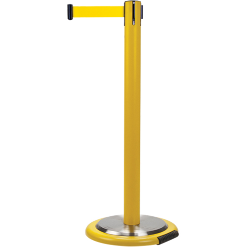 Free-Standing Crowd Control Barrier, Steel, 35" H, Yellow Tape, 7' Tape Length Distribution Industrielle GC