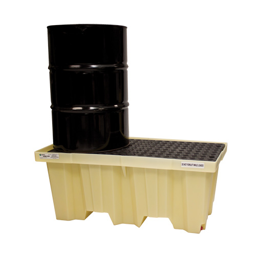 Palettes Poly-Spillpallet emboîtables avec drain pour 2 barils, Capacit&eacute; de d&eacute;versement 66 gal. US, 51" x 26" x 21" Distribution Industrielle GC