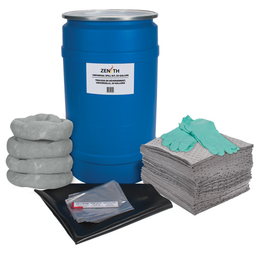 Trousse de lutte contre les d&eacute;versements pour &eacute;tabli, Universel, Baril, Absorbance de 30 gal. US Distribution Industrielle GC