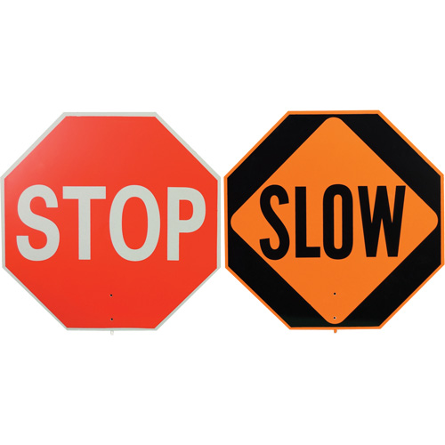 Panneau de signalisation &agrave; deux c&ocirc;t&eacute;s  Stop/Slow  Distribution Industrielle GC