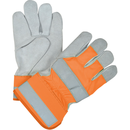 Gants d'ajusteur haute visibilit&eacute; de premi&egrave;re qualit&eacute;, Grand, Paume en Cuir de vache refendu, Doublure en Coton Distribution Industrielle GC
