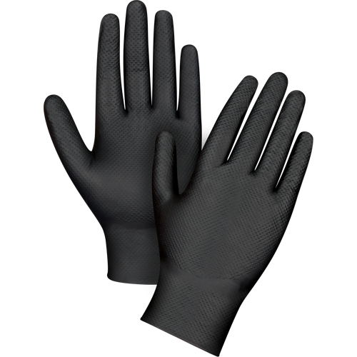 Gants d'examen de poids lourd &agrave; prise tactile, T-petit, Nitrile, 8 mils, Sans poudre, Noir Distribution Industrielle GC