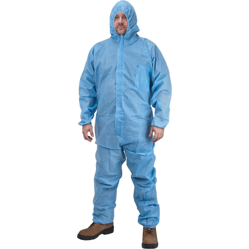 Premium Hooded Coveralls, Medium, Blue, Polypropylene Distribution Industrielle GC