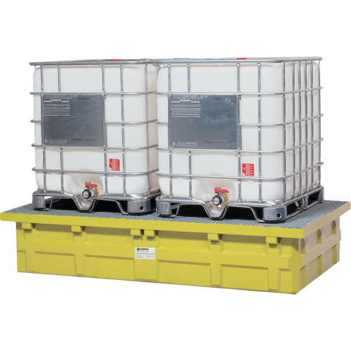 GRV double &agrave; dessus bas avec drain, Capacit&eacute; de d&eacute;versement 385 gal. US, 110" x 55" x 20" Distribution Industrielle GC