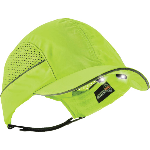 Casquette &agrave; bord court avec &eacute;clairage DEL Skullerz 8960, Vert lime haute visibilit&eacute; Distribution Industrielle GC
