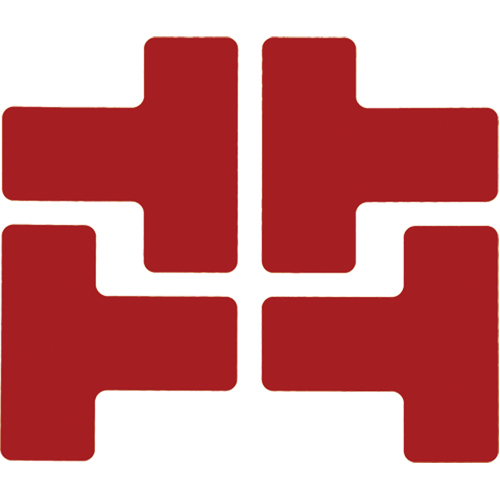 Floor Corner Marks, T, 5" L x 2" W, Red, Polyester Distribution Industrielle GC