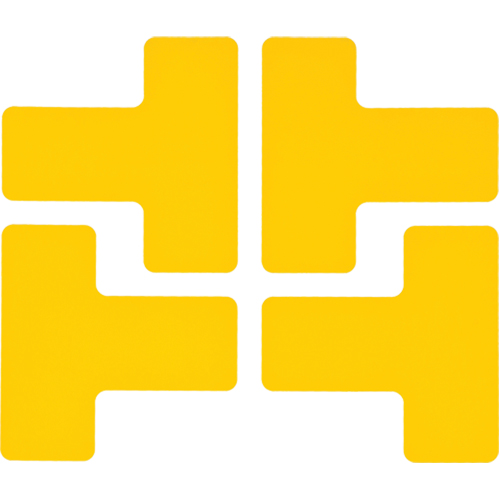 Autocollants pour d&eacute;limitation des coins sur le sol, T, 5" lo x 2" la, Jaune, Polyester Distribution Industrielle GC