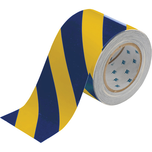 Ruban de marquage pour planchers ToughStripe, 4" x 100', Polyester, Bleu et jaune Distribution Industrielle GC