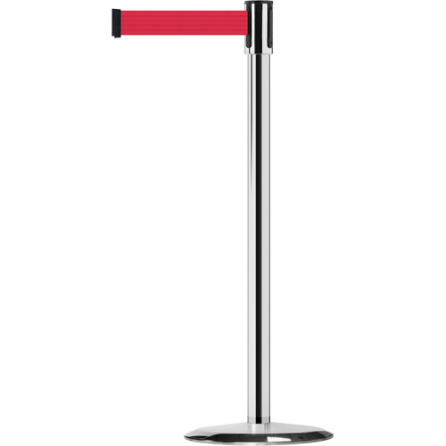 Montant pour barri&egrave;re Slimline TensaBarrier, Acier, 38" h, Ruban Rouge, Longueur du ruban 7,5' Distribution Industrielle GC