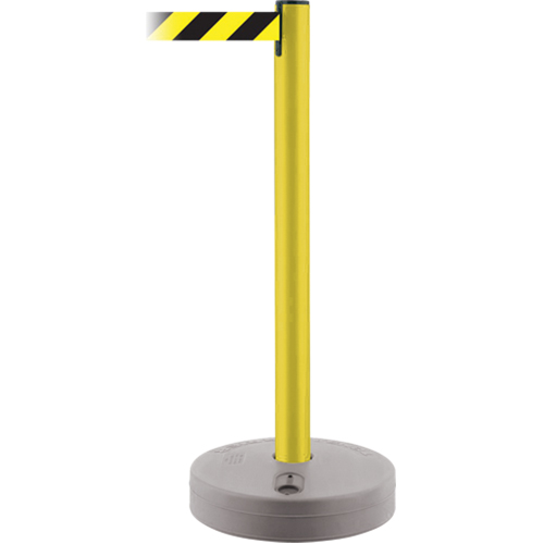 Montant ext&eacute;rieur pour barri&egrave;re TensaBarrier, Plastique, 37" h, Ruban Noir/Jaune, Longueur du ruban 13' Distribution Industrielle GC