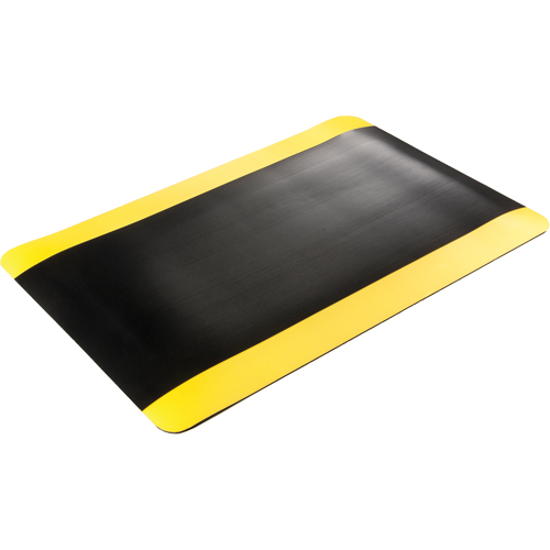 Tapis tr&egrave;s robuste pour panneau de contr&ocirc;le No 720, Ondul&eacute;, 3' x 10' x 5/8", Noir/Jaune, PVC Distribution Industrielle GC