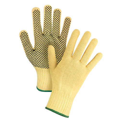 Gants tricot&eacute;s sans couture &agrave; pois, Taille Moyen/8, Calibre 7, Rev&ecirc;tement PVC, Enveloppe en Kevlar, ASTM ANSI niveau A2/EN 388 niveau 3 Distribution Industrielle GC
