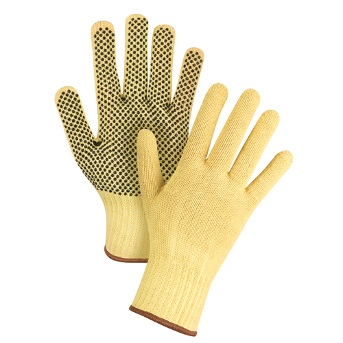 Gants tricot&eacute;s sans couture &agrave; pois, Taille Grand/9, Calibre 7, Rev&ecirc;tement PVC, Enveloppe en Kevlar, ASTM ANSI niveau A2/EN 388 niveau 3 Distribution Industrielle GC