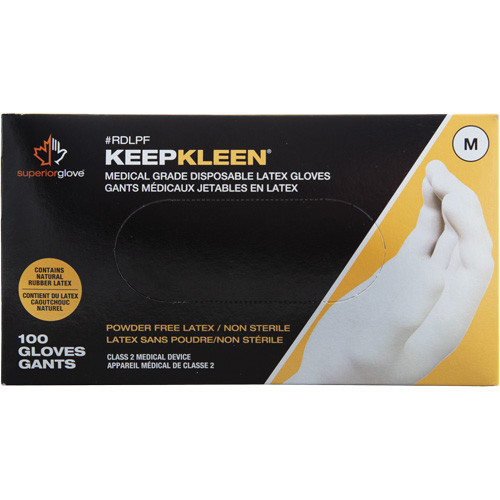 KeepKleen&reg; Disposable Medical Exam Grade Gloves, Large, Latex, 5-mil, Powder-Free, White, Class 2 Distribution Industrielle GC