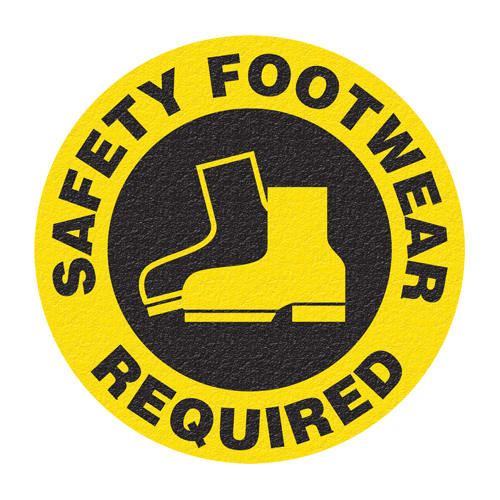 "Safety Footwear" Floor Sign, Adhesive, English with Pictogram Distribution Industrielle GC