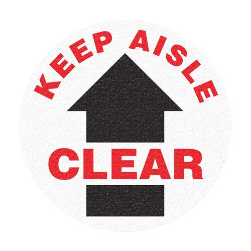 Panneau de signalisation au sol  Keep Aisle Clear , Adh&eacute;sif, Anglais avec pictogramme Distribution Industrielle GC