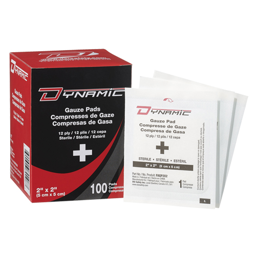 Gaze Dynamic, Tampon, 2" lo x 2" la, St&eacute;rile, Dispositif m&eacute;dical Classe 1 Distribution Industrielle GC