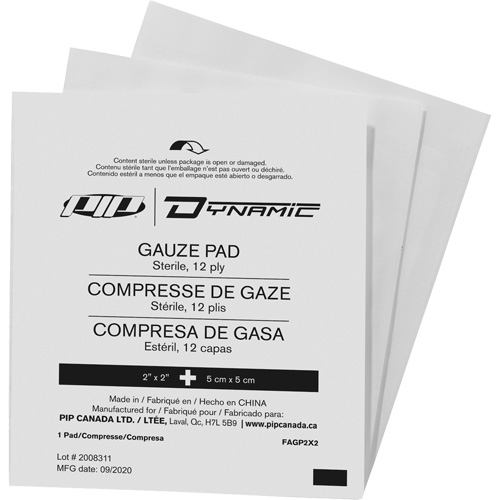 Gaze Dynamic, Tampon, 2" lo x 2" la, St&eacute;rile, Dispositif m&eacute;dical Classe 1 Distribution Industrielle GC