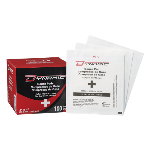 Gaze Dynamic, Tampon, 4" lo x 4" la, St&eacute;rile, Dispositif m&eacute;dical Classe 1 Distribution Industrielle GC