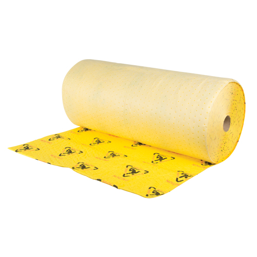 Rouleaux d'avertissement de premi&egrave;re qualit&eacute; - absorbants haute visibilit&eacute;, Lourd, 150' lo x 36" la, Absorption 57 gal. Distribution Industrielle GC