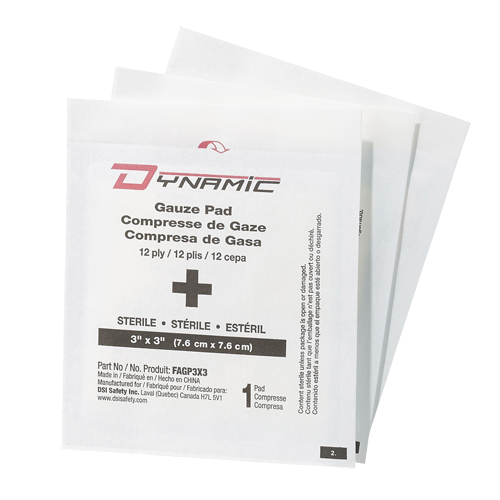 Gaze Dynamic, Tampon, 3" lo x 3" la, St&eacute;rile, Dispositif m&eacute;dical Classe 1 Distribution Industrielle GC