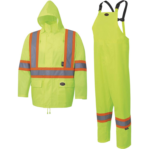 5619 150D Oxford Rain Suit, Polyester, 2X-Large, High Visibility Lime-Yellow Distribution Industrielle GC
