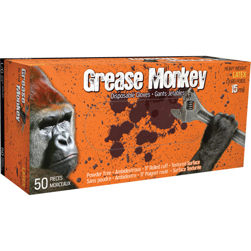 Gants Grease Monkey, Moyen, Latex, 15 mils, Sans poudre, Bleu Distribution Industrielle GC