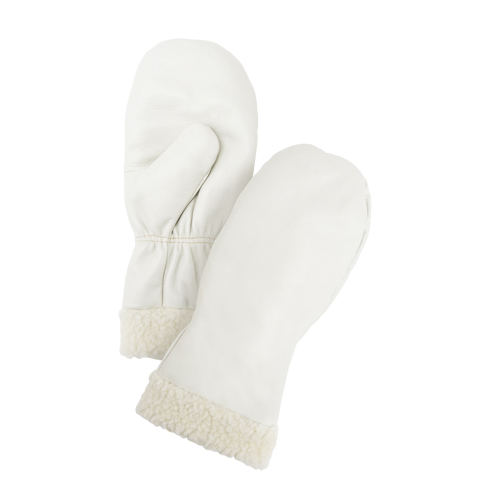 Mitaines d'hiver en cuir fleur de premi&egrave;re qualit&eacute; doubl&eacute;es de boa, Taille Grand, Mitaine Distribution Industrielle GC