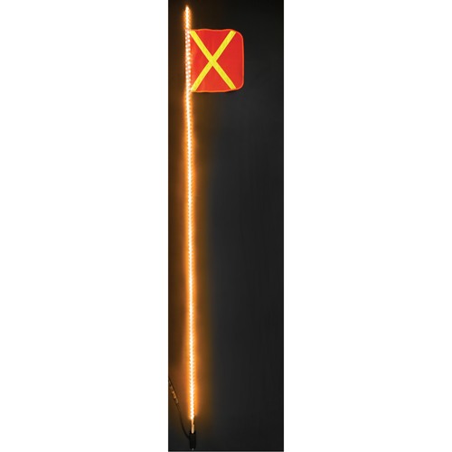 Fanions DEL robustes Safety Whip, Fixation Attelage, Hauteur 10, Orange avec X r&eacute;fl&eacute;chissant Distribution Industrielle GC