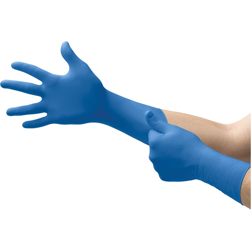 Gants dexamen m&eacute;dical Microflex SafeGrip SG-375, Petit, Latex, 11 mils, Sans poudre, Bleu, Classe 2 Distribution Industrielle GC