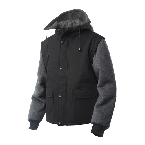 Manteau avec manches &agrave; fermeture &agrave; glissi&egrave;re, Hommes, Grand, Noir Distribution Industrielle GC