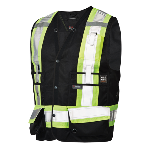 Surveyor Safety Vest, Black, Large, Polyester Distribution Industrielle GC
