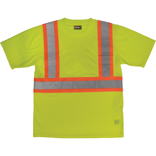 Short-Sleeved Safety T-Shirt with Pocket, Polyester, Large, High Visibility Lime-Yellow Distribution Industrielle GC