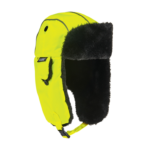 Chapeau de trappeur classique N-Ferno 6802, Doublure en Fourrure synth&eacute;tique, Moyen/Petit, Vert lime haute visibilit&eacute; Distribution Industrielle GC