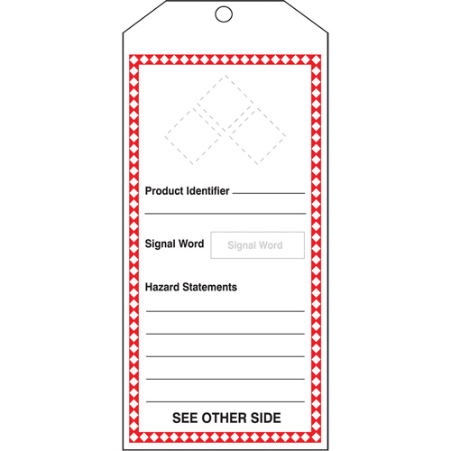 GHS Jumbo Safety Tag, Cardstock, 3-7/8" W x 8-1/2" H, English Distribution Industrielle GC