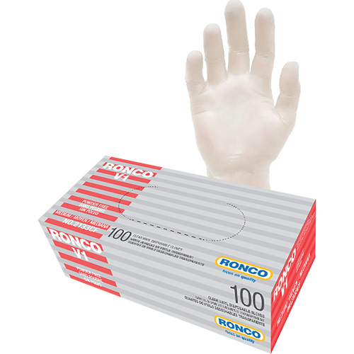 Gants jetables, Moyen, Vinyle, 3 mils, Sans poudre, Transparent Distribution Industrielle GC