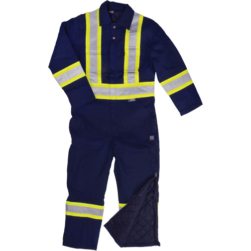 Combinaison en toile avec bandes r&eacute;fl&eacute;chissantes, Petit, Bleu marin Distribution Industrielle GC