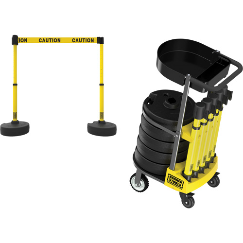 Chariot de transport avec plateau pour barri&egrave;re PLUS, 75' lo, M&eacute;tal, Jaune Distribution Industrielle GC