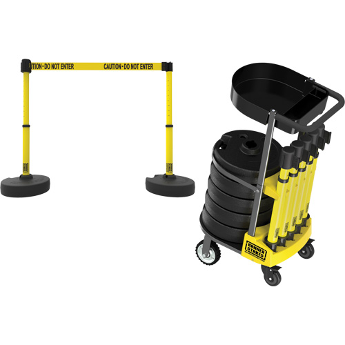 PLUS Barrier Post Cart Kit with Tray, 75' L, Metal, Yellow Distribution Industrielle GC