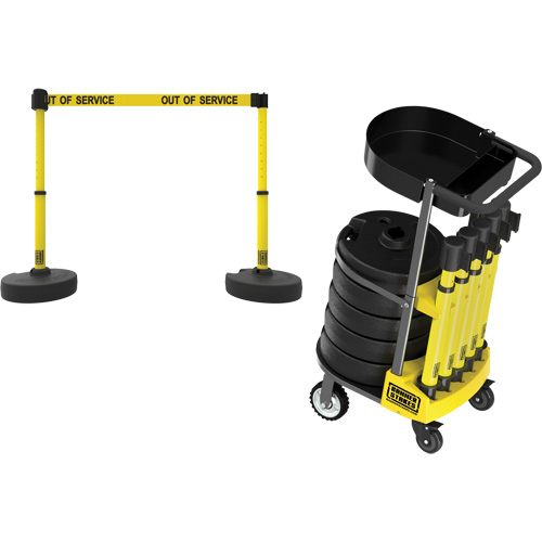 Chariot de transport avec plateau pour barri&egrave;re PLUS, 75' lo, M&eacute;tal, Jaune Distribution Industrielle GC