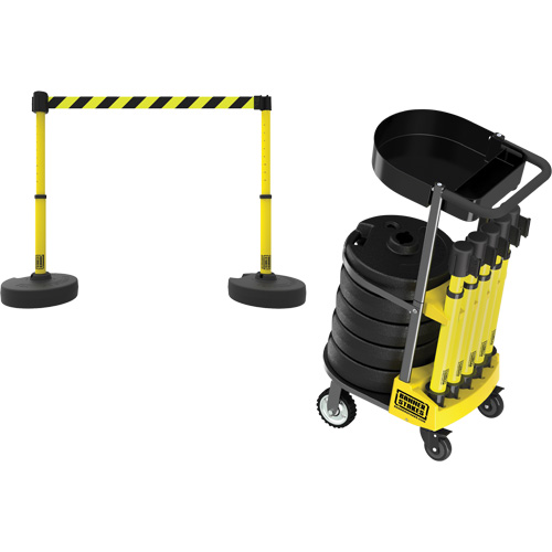Chariot de transport avec plateau pour barri&egrave;re PLUS, 75' lo, M&eacute;tal, Jaune Distribution Industrielle GC