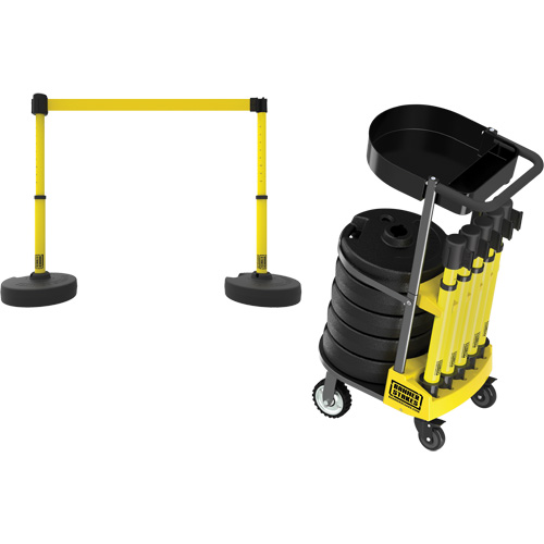 Chariot de transport avec plateau pour barri&egrave;re PLUS, 75' lo, M&eacute;tal, Jaune Distribution Industrielle GC