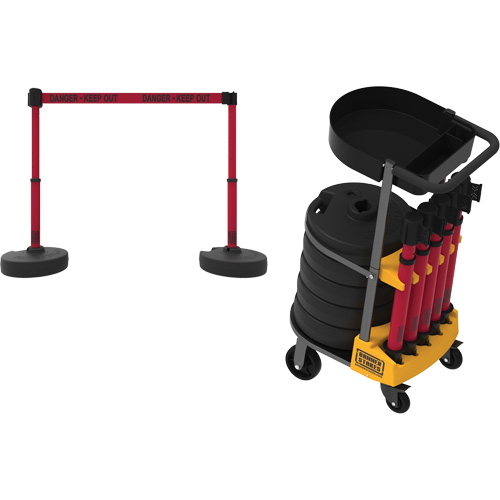 Chariot de transport avec plateau pour barri&egrave;re PLUS, 75' lo, M&eacute;tal, Rouge Distribution Industrielle GC