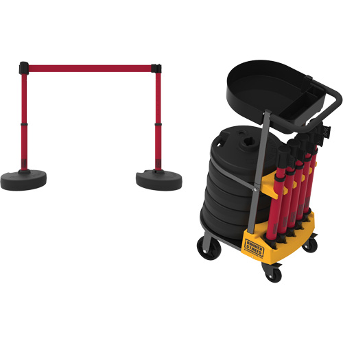 Chariot de transport avec plateau pour barri&egrave;re PLUS, 75' lo, M&eacute;tal, Jaune Distribution Industrielle GC