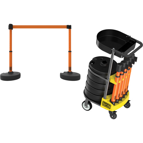 PLUS Barrier Post Cart Kit with Tray, 75' L, Metal, Orange Distribution Industrielle GC