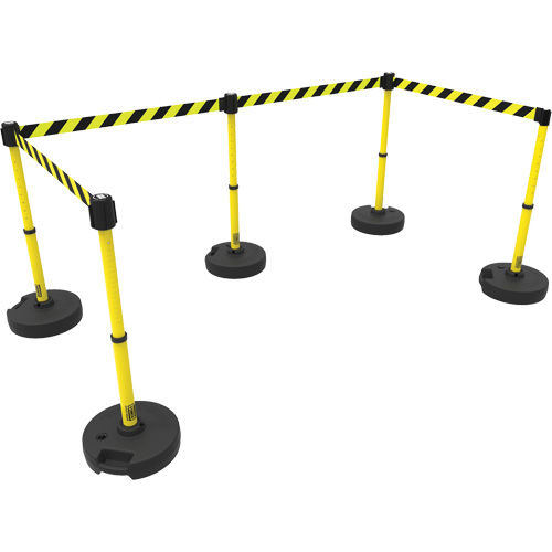 Ensemble de cinq montants pour barri&egrave;re PLUS, Plastique, 42" h, Ruban Jaune, Longueur du ruban 15' Distribution Industrielle GC